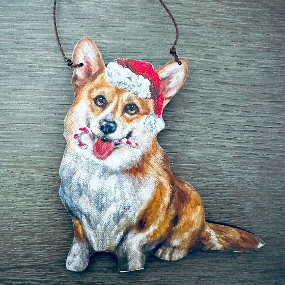 Corgi Dog Wooden Christmas Holiday Ornament - Picture 1 of 2